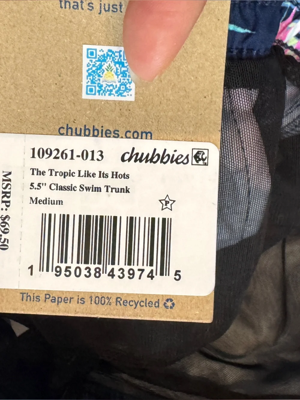 NWT Chubbies Men's The Tropic Like It's Hots Classic Swim Trunks 5.5In Sz M